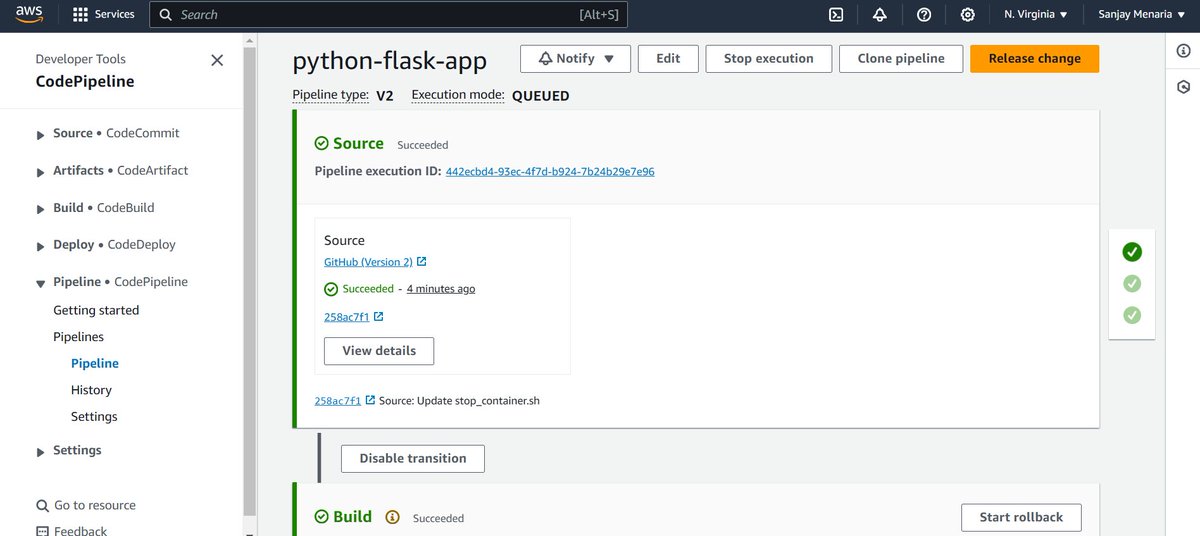 sanjaymenaria03's tweet photo. Implemented complete AWS code pipeline with code build, code deploy and github as code commit on ec2 including installing deploying agent externally and importing build artifacts from s3 bucket.
#learning 
#cloudjourney
#aws https://t.co/PiMpiWvlvY