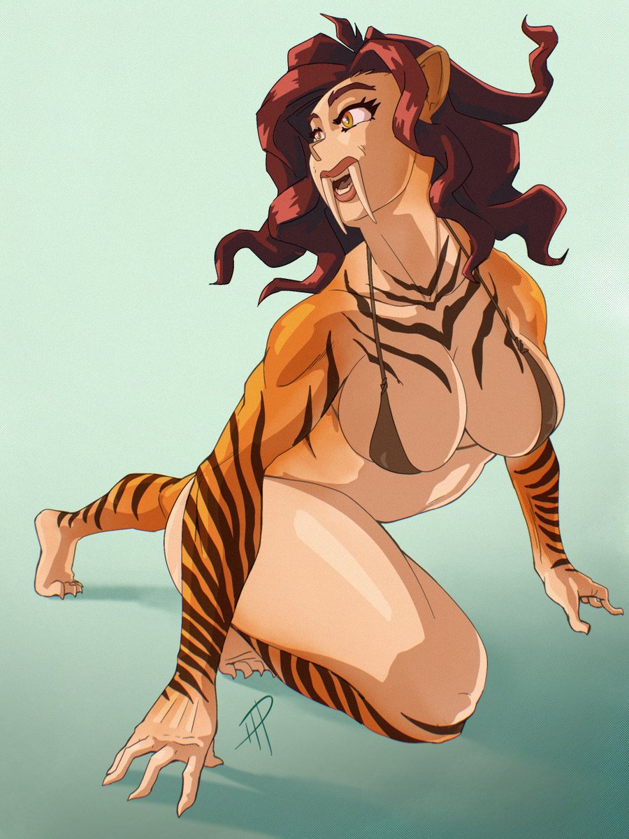 Tarmhell's tweet image. Sabretooth catgirl for those who have culture.