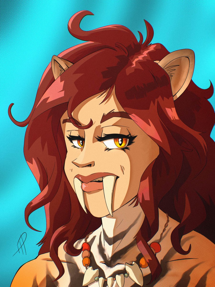 Tarmhell's tweet image. Sabretooth catgirl for those who have culture.