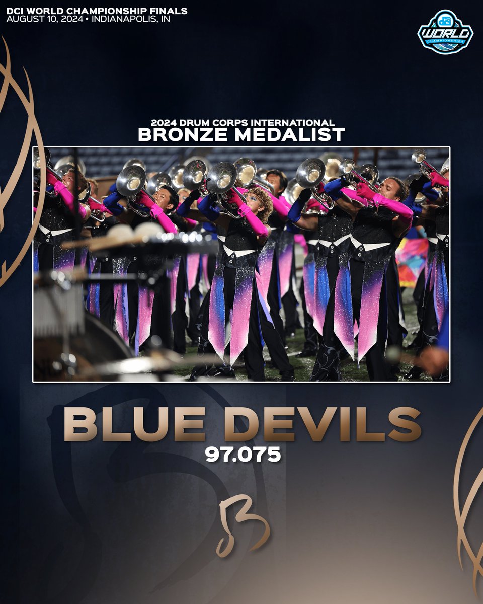 DCI's tweet photo. BD takes the bronze! 🥉

#DCI2024 | @TheBlueDevils https://t.co/kCiJvI6cku