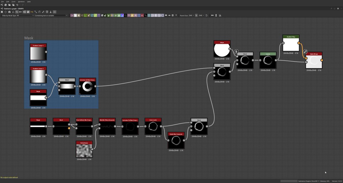 eneshalici44's tweet image. You can rely on Gradient Node for the dissolve effect in your textures. I did a quick sample study. I prepared two different examples that you see in the picture for you. Don&apos;t forget to follow and save for more tips!
.
#VFX #GameDev #UnityVFX #SubstanceDesigner #GameArt #TechArt