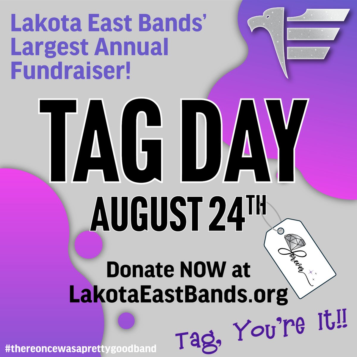Two weeks until TAG DAY! You can donate now at lakotaeastbands.org or form.jotform.com/LEUC/TAGDAY We need PARENT VOLUNTEERS to help with driving. You can find the SignUpGenius link in the band app or section emails from the band. #thereoncewasaprettygoodband #LEforever #tagday