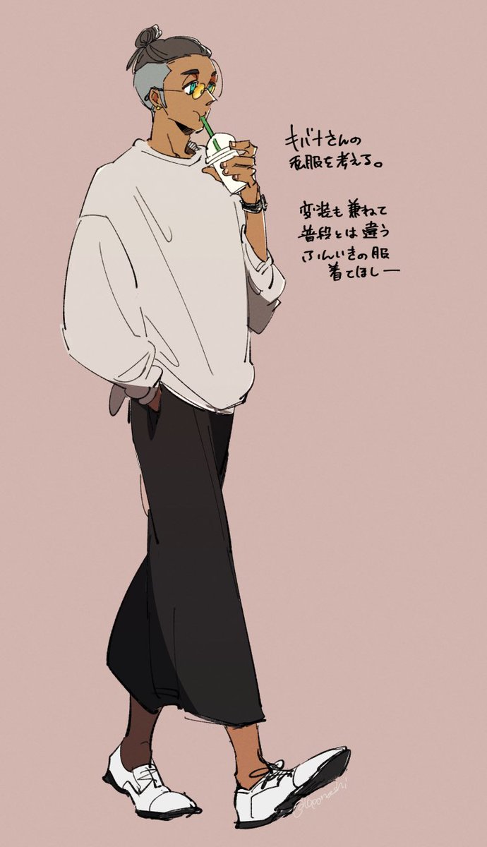 https://t.co/mC5htjE4cN
この前描いてたこれでなんの説明もなしに脳内の私服キバカブ出してたんで設定絵を描いてた。🐉は再掲。 