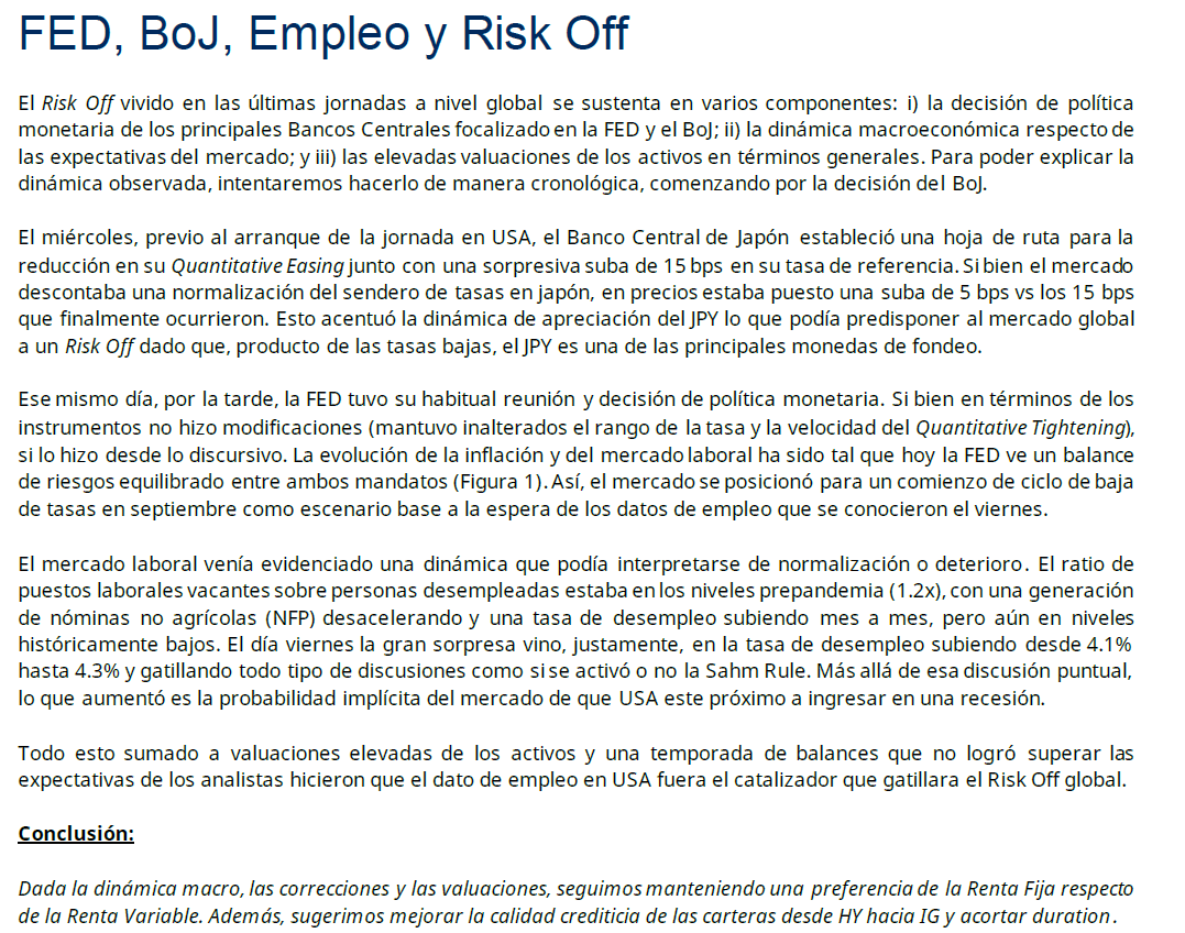 jclekovic's tweet photo. El viernes 2 y lunes 5 de agosto, el mercado global tuvo un fuerte Risk Off que, con el correr de los días se fue disipando. Esta semana en @Schroders escribimos un informe titulado "FED, BoJ, Empleo y Risk Off" analizando, a nuestro criterio, las causas de dicha turbulencia https://t.co/W0WILQbLeb