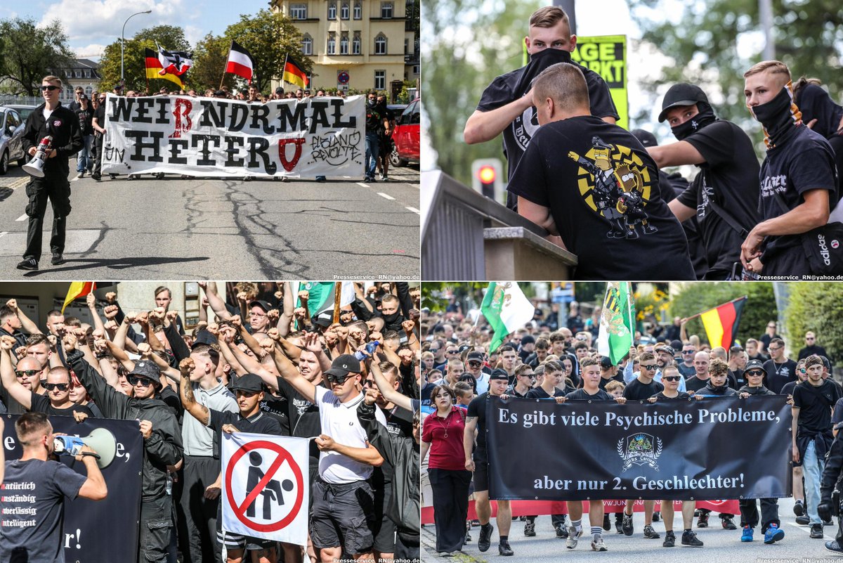 NS-Kult und viel Hass auf Liebe:
In #Bautzen #Budyšin marschierten gestern Neonazis gegen den #CSDBautzen.
Aufgerufen hatten uA JN und Freie Sachsen.
Insgesamt beteiligten sich etwa 680 extrem rechte Akteure an Aktionen gegen den #CSD. #BZ1008
175 Fotos: 
flickr.com/photos/presses…