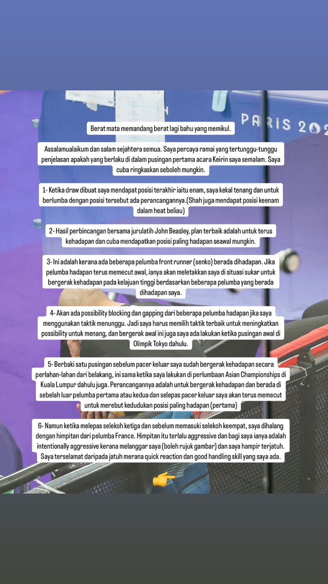 zulhelmizainal1's tweet photo. “Berat mata memandang berat lagi bahu yang memikul”, Datuk Azizulhasni Awang. 

Draw perlumbaan, pacer bergerak keluar perlahan dan panel komisar kekal dengan keputusan antara situasi yang tidak memihak The Pocket Rocketman. 

@ASTROARENA https://t.co/7iT43vC21m
