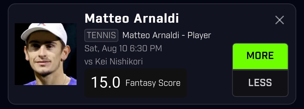 ThunderProps's tweet photo. Official play that’s not LOL. Tennis has been very profitable betting on it. Model is extra sharp. GOTTA FEED TWITTER. 

-Arnaldi Over 15 FS (TONIGHT)

Public Record: 84-20
 #gambling #sportsbetting #tennis #Gamblingtwitter #POTD #prizepicks https://t.co/zQTfQiznXo