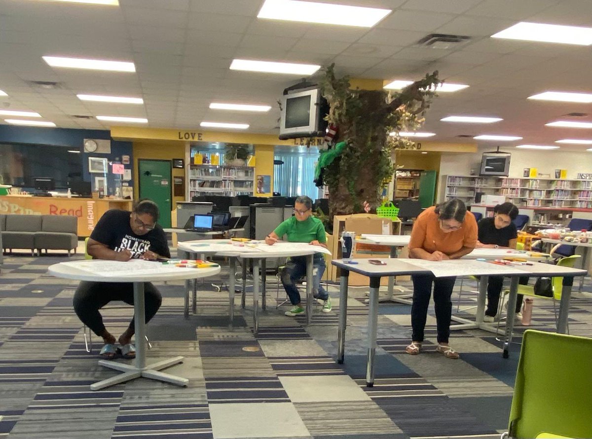 sdmpanthers's tweet photo. SDMS ELA teachers participating in an Anchor Chart and Tostadas in-house professional development! @MDCPSSouth @MDCPS @SuptDotres https://t.co/OzodRueGza