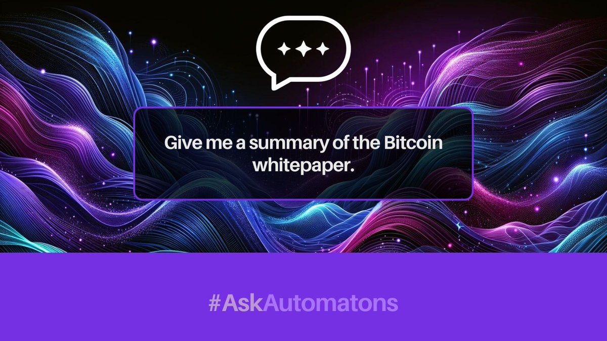 automatonsai's tweet photo. Curious about Bitcoin? 

The whitepaper by Satoshi Nakamoto lays it all out - a revolutionary digital currency enabling peer-to-peer transactions without intermediaries. 

Learn more: https://t.co/xbkA2Gy5Kj 

$bitcoin #bitcoin #cryptocurrency #crypto #cryptoai #ai https://t.co/vgNkB9I8WD