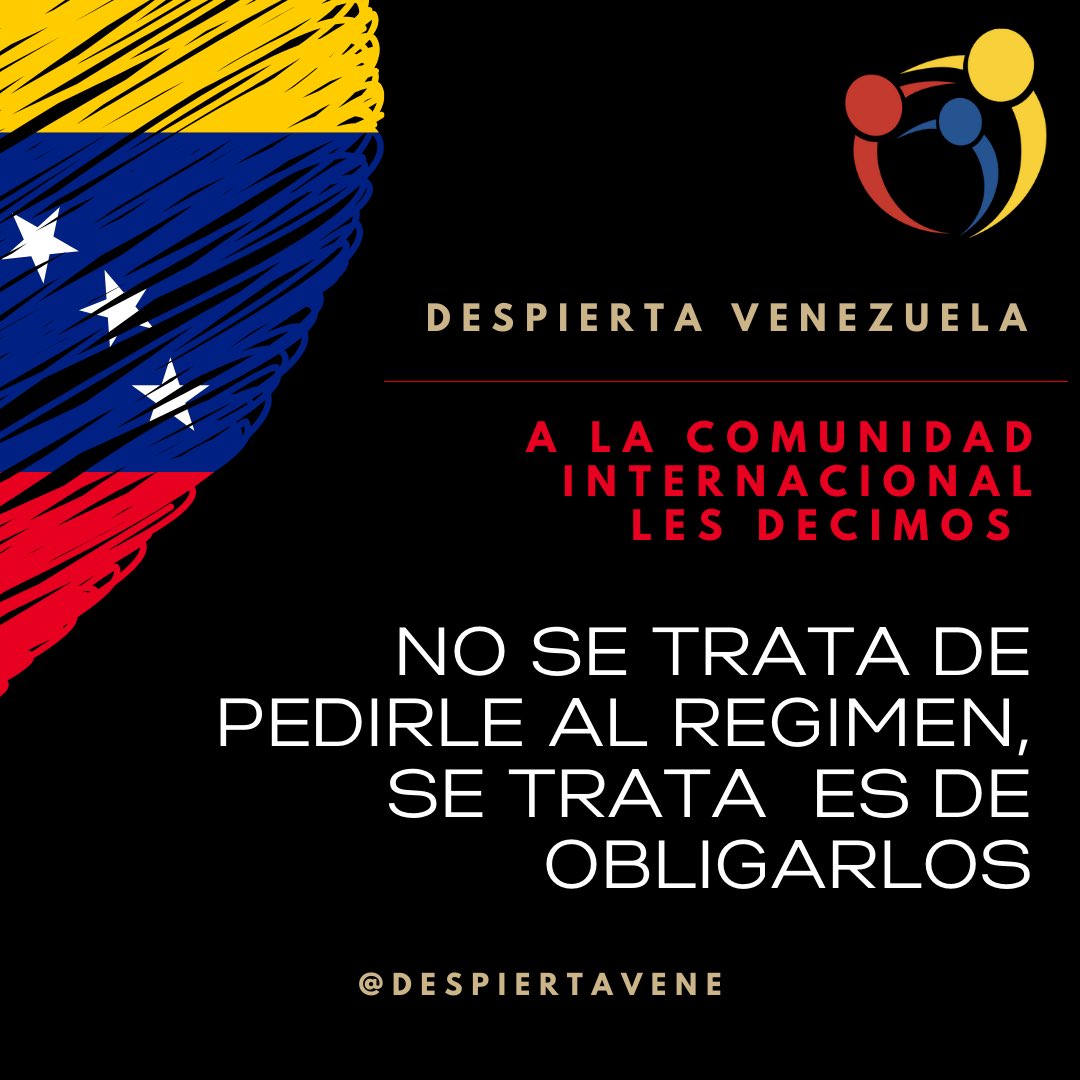 A la comunidad internacional les decimos. No se trata de pedirle al régimen, se trata es de obligarlos a que cumplan <a href="/MariaCorinaYA/">María Corina Machado</a> <a href="/NTN24ve/">NTN24 Venezuela</a> <a href="/ReinaldoProfeta/">Reinaldo Dos Santos</a> <a href="/VenteVenezuela/">Vente Venezuela</a> <a href="/Almagro_OEA2015/">Luis Almagro</a> <a href="/cocando/">CastoOcando.com</a> <a href="/la_patilla/">La Patilla</a> <a href="/CaraotaDigital/">Caraota Digital</a>