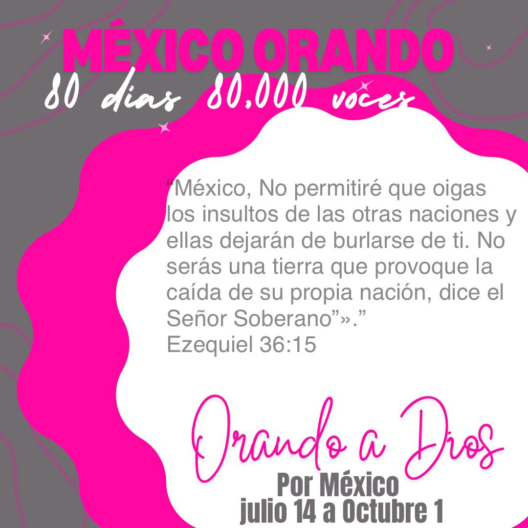 Día 28

Oremos en voz alta por nuestra nación anunciando las bendiciones que el Señor tiene para México 🇲🇽

Comparte en tus redes y grupos. 
México despierta 🙏🏻 

#MexicoOrando
#80Días80MilVoces
#80MillonesDeOraciones