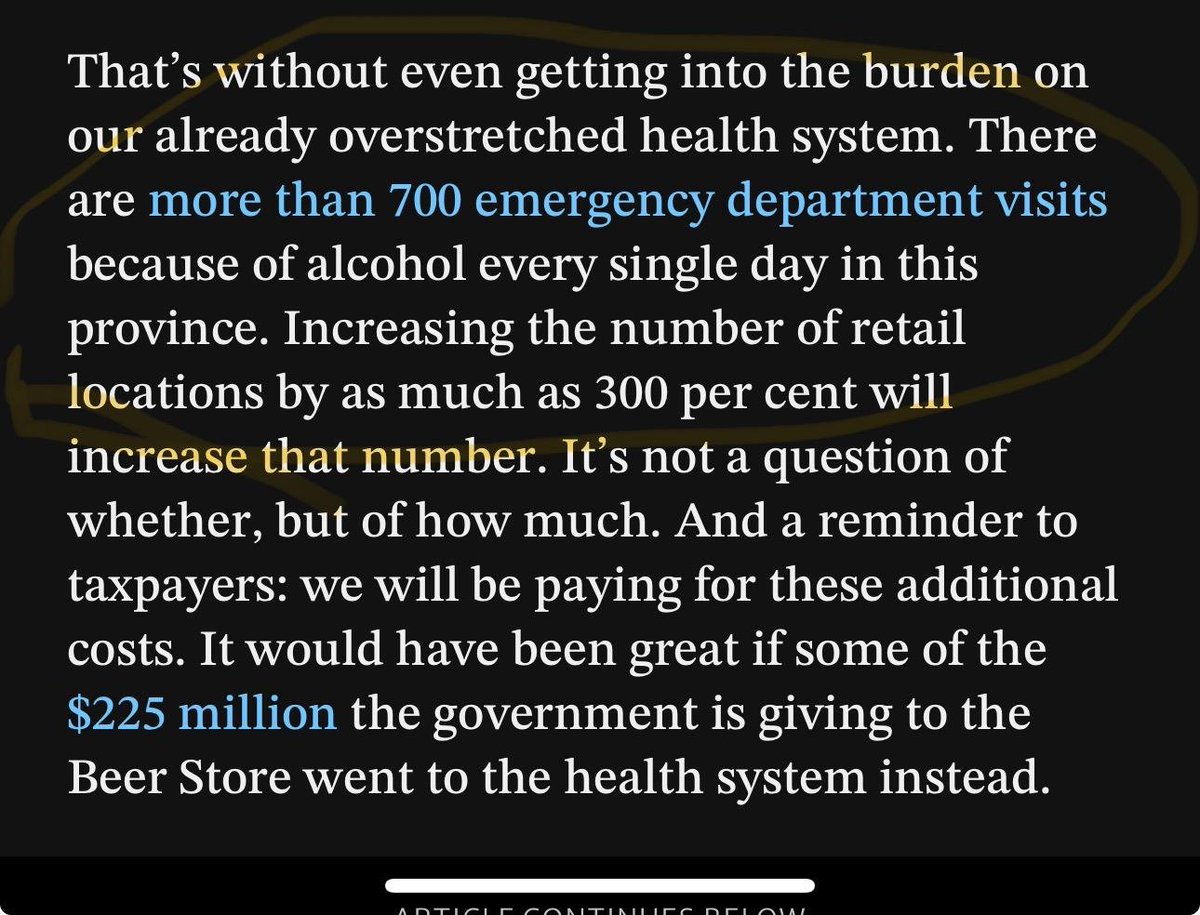 700 ER visits/day in Ontario related to alcohol doesn't bother Ontario Conservatives shaping policy. It's convenience over caring, convenience over competence, convenience over capacity. Try to get your patient a detox bed, it's easier to find a unicorn. 
thestar.com/opinion/contri…