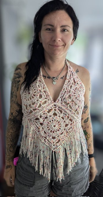 Some tops I handmade, crochet. Having fun in life, cos I'm in my granny era! 💋💋💋 https://t.co/mjLYbt