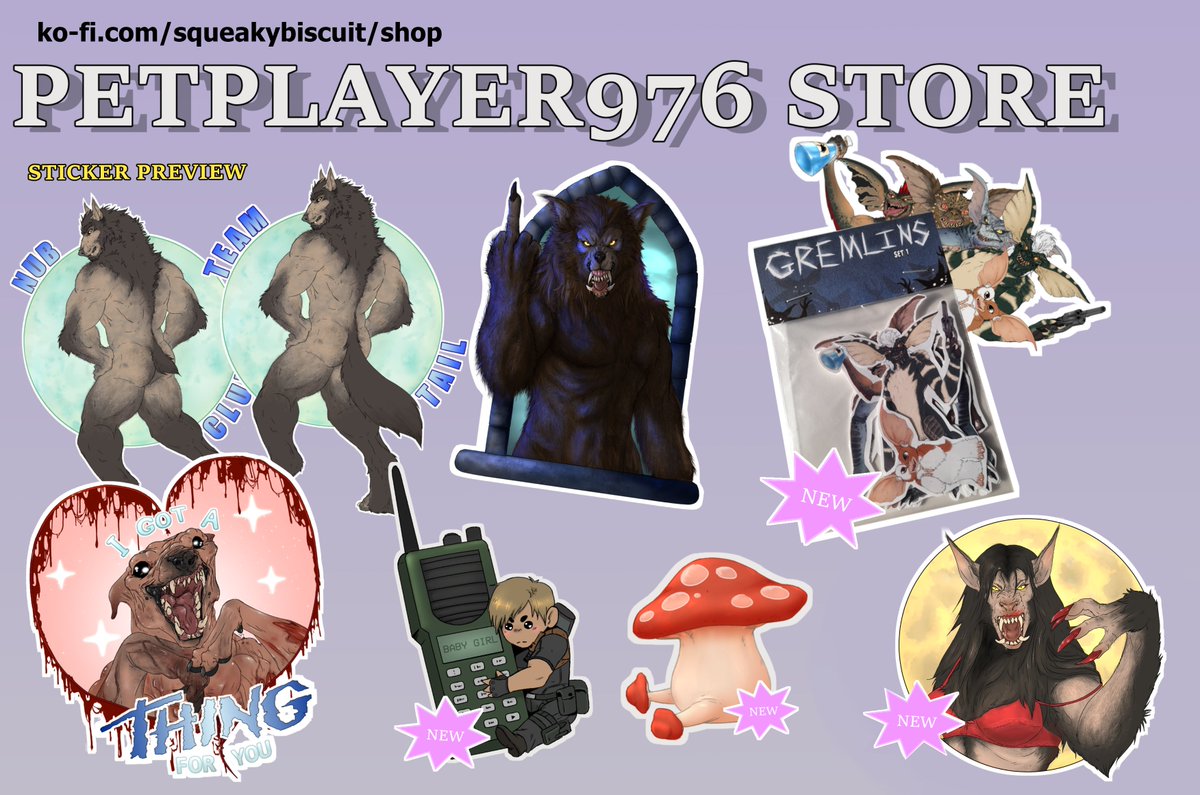 petplayer976's tweet image. My new stickers are up and ready to be snatched up! 
ko-fi.com/squeakybiscuit…

For now I'm going to try K0-fi before uploading these to my Etsy.

#etsystore #newstickers #merchstore #artistsontwitter  #artistsonx #werewolf #gremlins #horror