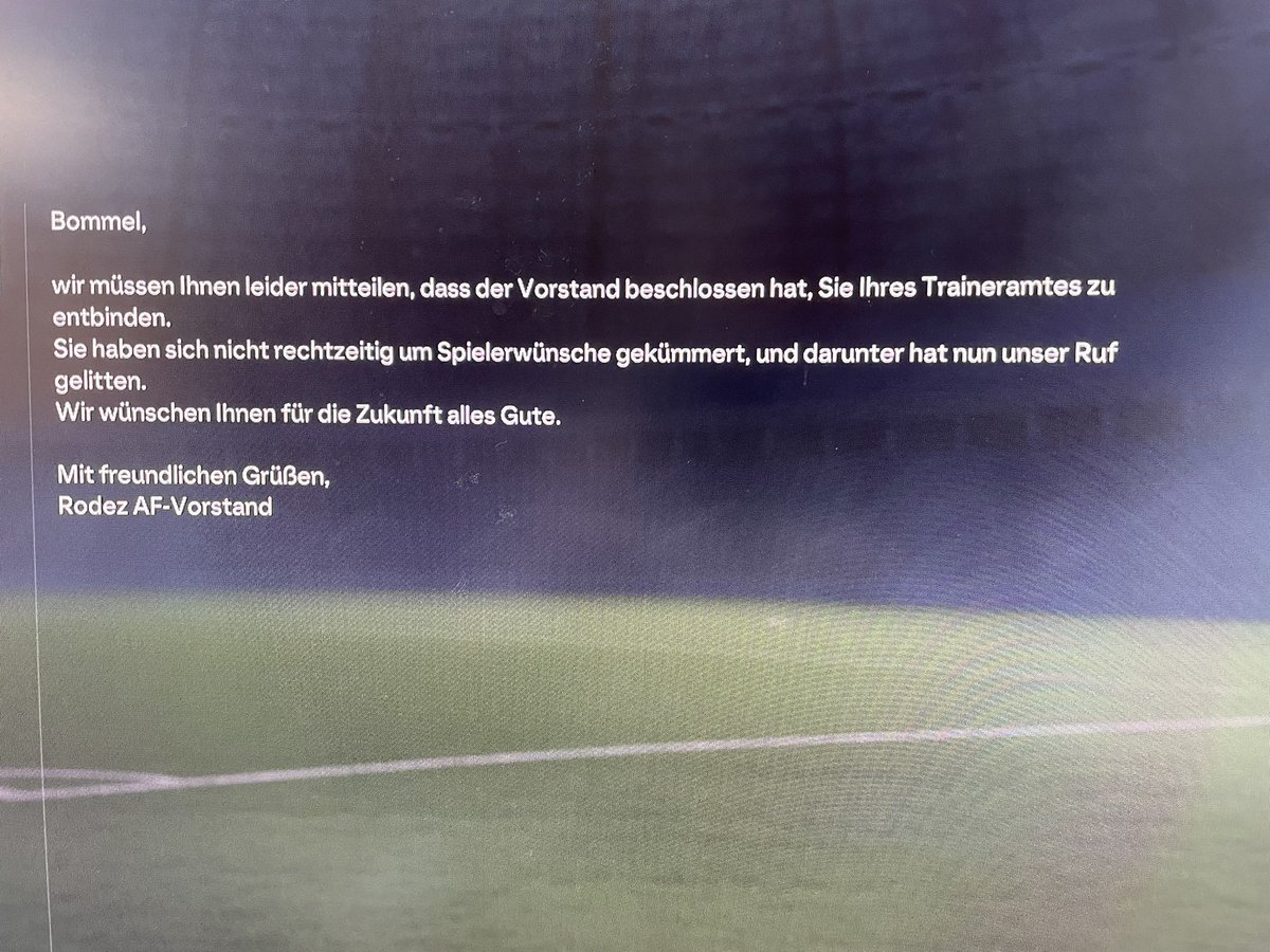Wurde deswegen im #EAFC #Karrieremodus entlassen. Kann mir jemand weiterhelfen, wie ich das verhindern kann?
Weil egal wie oft ich den Speicherstand neu lade werde ich gefeuert. Ich kann machen was ich will und ich werde entlassen. Wäre cool wenn mir wer helfen kann. #RammelHSV