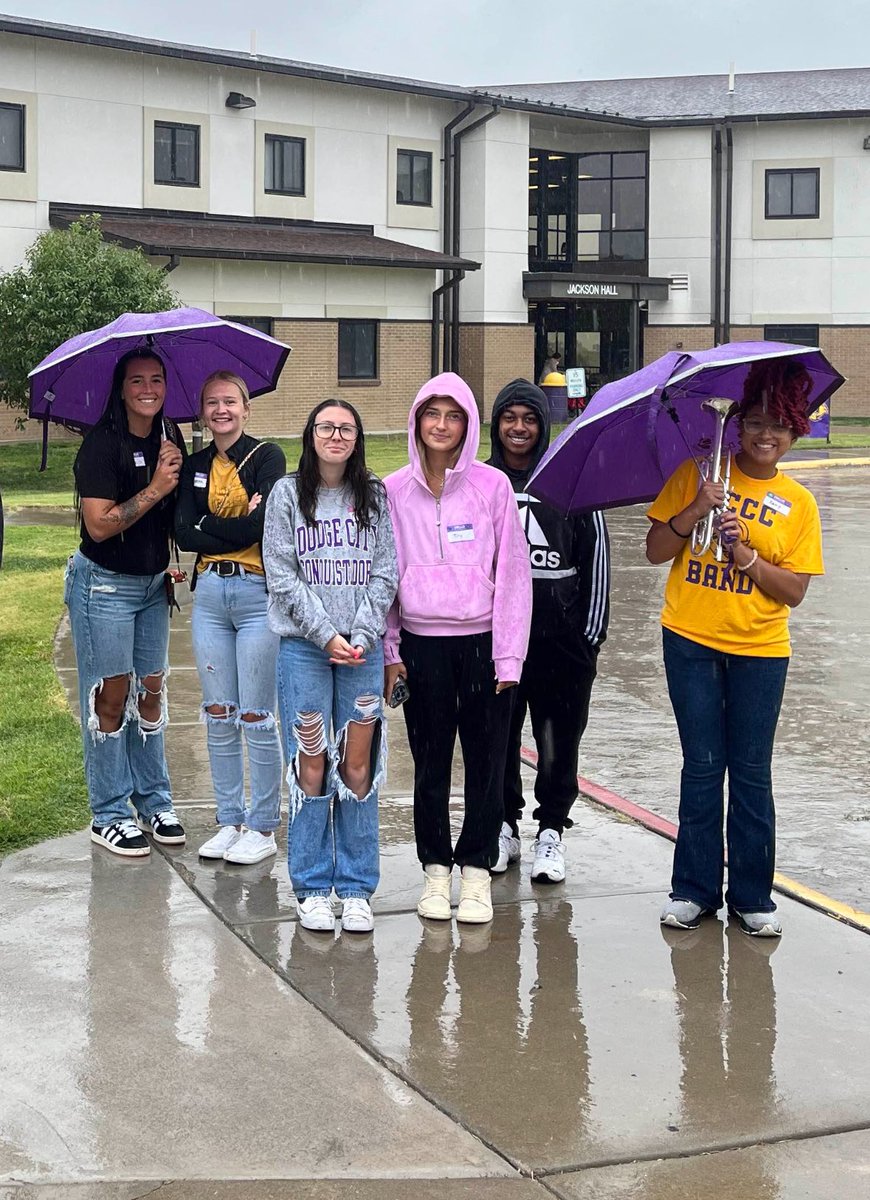 AdmissionsDC3's tweet photo. Whew! Thank you for everyone who joined us for Wild West Welcome despite the rain! We are so excited to have you at DC3 &amp; if this kickoff is any sort of sign on how this semester is going to go, then chances are it’s going to be a memorable one. 💜💛 https://t.co/nbIRqZ185P