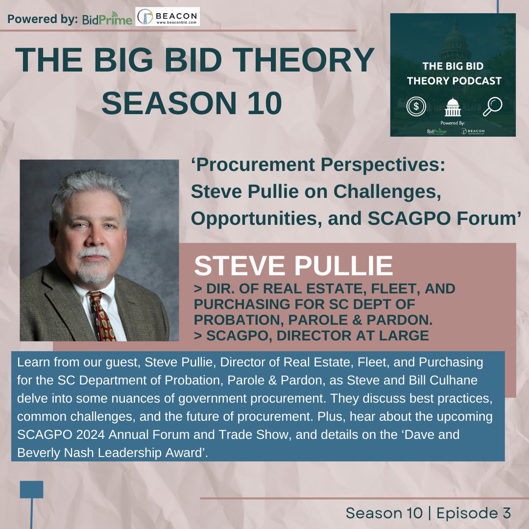 TheBigBidTheory's tweet photo. 🎧 Procurement challenges? Opportunities? Steve Pullie breaks it all down on the latest episode of The Big Bid Theory! Plus, get a sneak peek at the SCAGPO 2024 Forum. 
#ProcurementTalk #GovProcurement #SCAGPO2024

Watch: https://t.co/cMHdmCJn32
Listen: https://t.co/Tn4WkQgPbG https://t.co/iF4sR2Gqc4