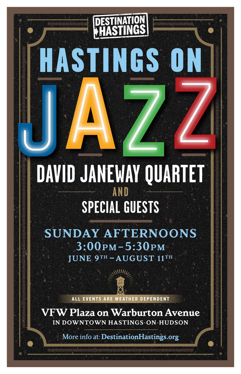 Final Hastings on Jazz - Sunday August 11, 2024 from 3PM to 5:30PM, VFW Plaza Warburton Ave   alrt.se/u/3L5vTasPba