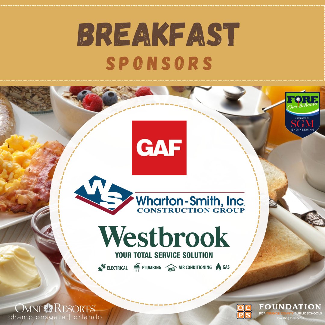 Fdn4OCPS's tweet image. Our Breakfast Sponsorship for The Foundation for OCPS&apos; 24th Annual &quot;Fore our Schools&quot; Golf Tournament presented by SGM Engineering is SOLD OUT! 
#fdn4ocps #SGMEngineering #foreourschools 
foundationforocps.org/p/23/sgm-engin…