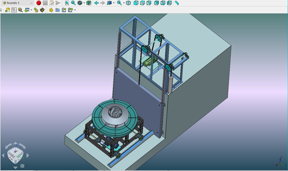 sy_paladin's tweet photo. #FreeCAD #Assembly4
空想メカ。
特殊表面処理装置。🍎🍎
走行台車ターンテーブル装置&ゲート装置&キャビネットをセットしました。
😅空想を、無料で3DCAD化して表現できるFreeCADは
最高にクールです。
🌴隠居生活の楽しみです。🌴 https://t.co/cN1hxdXH4G
