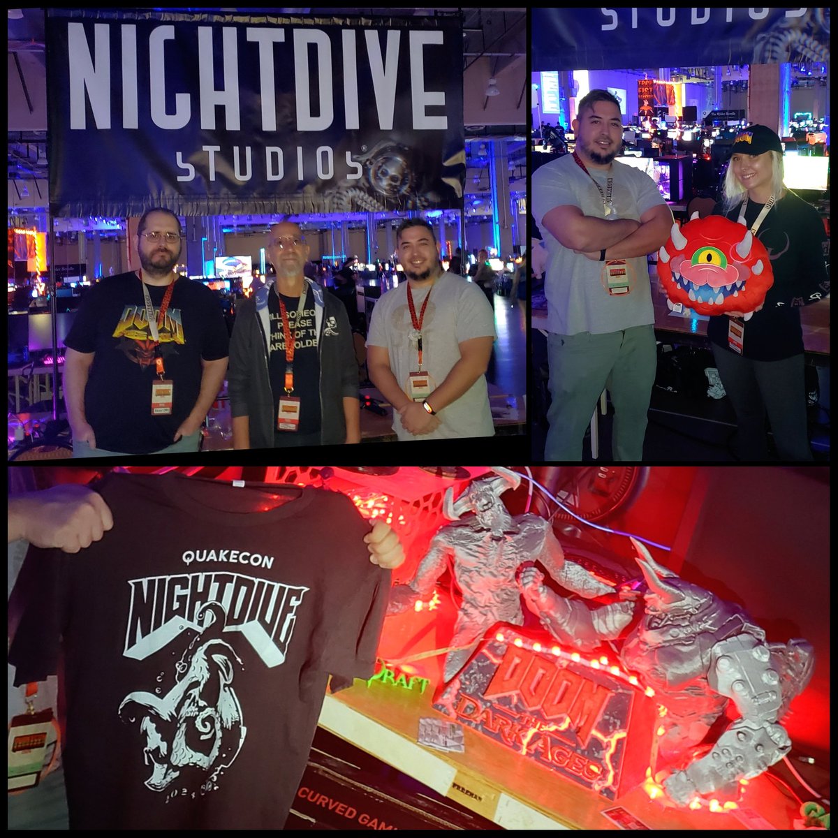 GameQraft's tweet image. Pleasure meeting up with the @NightdiveStudio team at @QuakeCon 24' !! Amazing work coming out of this studio with game remasters, near & dear to my heart. Glad they were impressed with my 3Dfab creations and hope to collaborate! @SVKaiser @larrynightdive @miss__slaughter