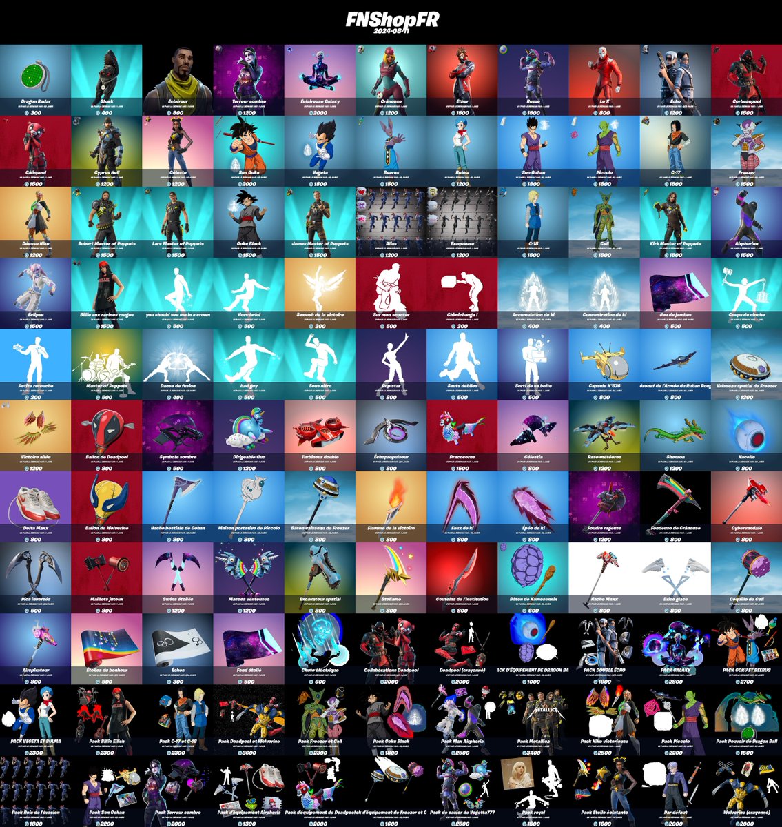 FNShopFR's tweet image. Boutique #Fortnite du 2024-08-11 !

N'oubliez pas d'activer les notifs pour ne rater aucune boutique. 🔔

Nombres d'items : 122
Maximum vu pour la dernière fois : 324 jours
Minimum vu pour la dernière fois : 1 jours