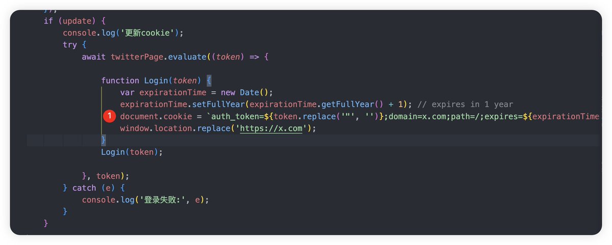 Web3_1stToolbox's tweet image. 分享一下推特登录监听的开发要点。大家可以在github.com/web3ToolBoxDev…找到源码
1.推特登录就是通过修改token登录，使用puppeteer修改页面cookies
2.监听页面消息，由于twitter页面层级很复杂，通过页面查找数据很复杂，因此采用在response监听页面获取返回的json信息
PS:想学习开发工具的同学联系我呀