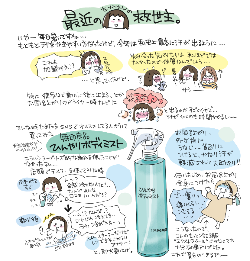 大変ごぶさた近況絵日記〜
末政さん（<a href="/hikaru_s_com/">ひかる</a>）のぴよだまり（<a href="/piyodamari_com/">ぴよだまり公式( • Θ • )</a>）展に行ってきた&amp;汗かき民な私の救世主について
 #絵日記 #イラスト絵日記 #ぴよだまり #無印良品  #ひんやりボディミスト #買ってよかった