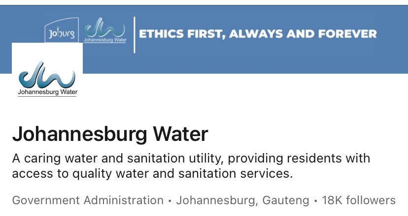 HeinCurson's tweet photo. @JHBWater please update your linkedin account to a more true and accurate statement; currently you’re not providing anything… https://t.co/aHLMZC9Og6