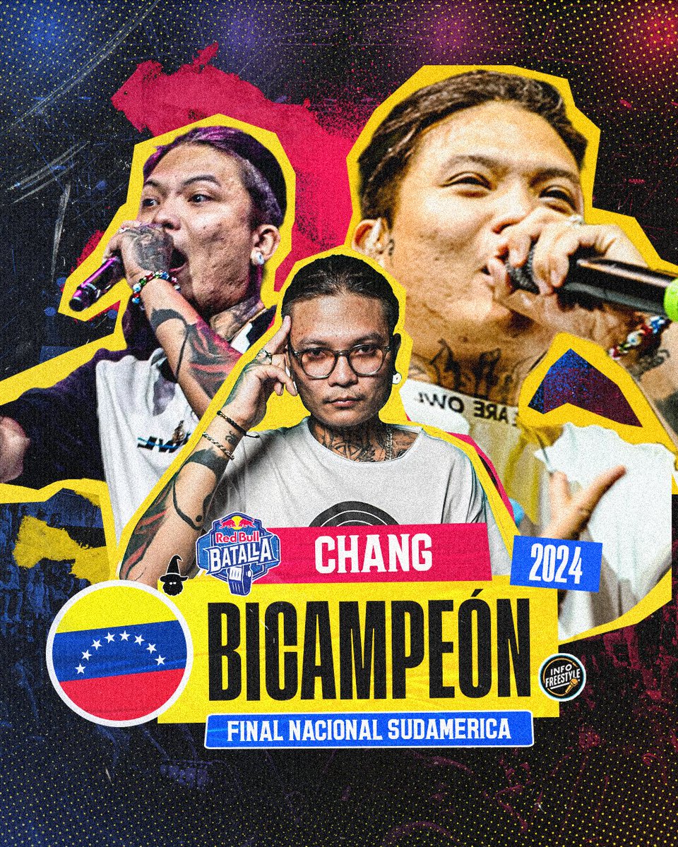 InfoFreestyle2's tweet photo. ¡Campeón Sudamericano! 🏆

CHANG 🇻🇪 es el campeón de la Final Sudamérica de Red Bull Batalla 🌎 tras vencer en la batalla final a Spektro 🇺🇾. 

El venezolano estará representando a los sudamericanos en la Final Internacional que se realizará en España 🇪🇸.

#RedBullBatalla 🌎 https://t.co/ckf0GscU1i