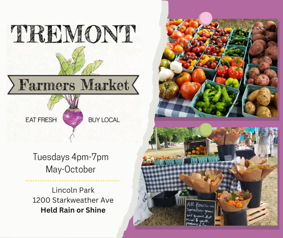 Join us Tuesday from 4-7 pm at the Tremont Farmers' Market, hosted by <a href="/tremontwest/">Tremont West (TWDC)</a>. Come check out the fresh fruits and beautiful flowers from Solidarity Urban Farms!