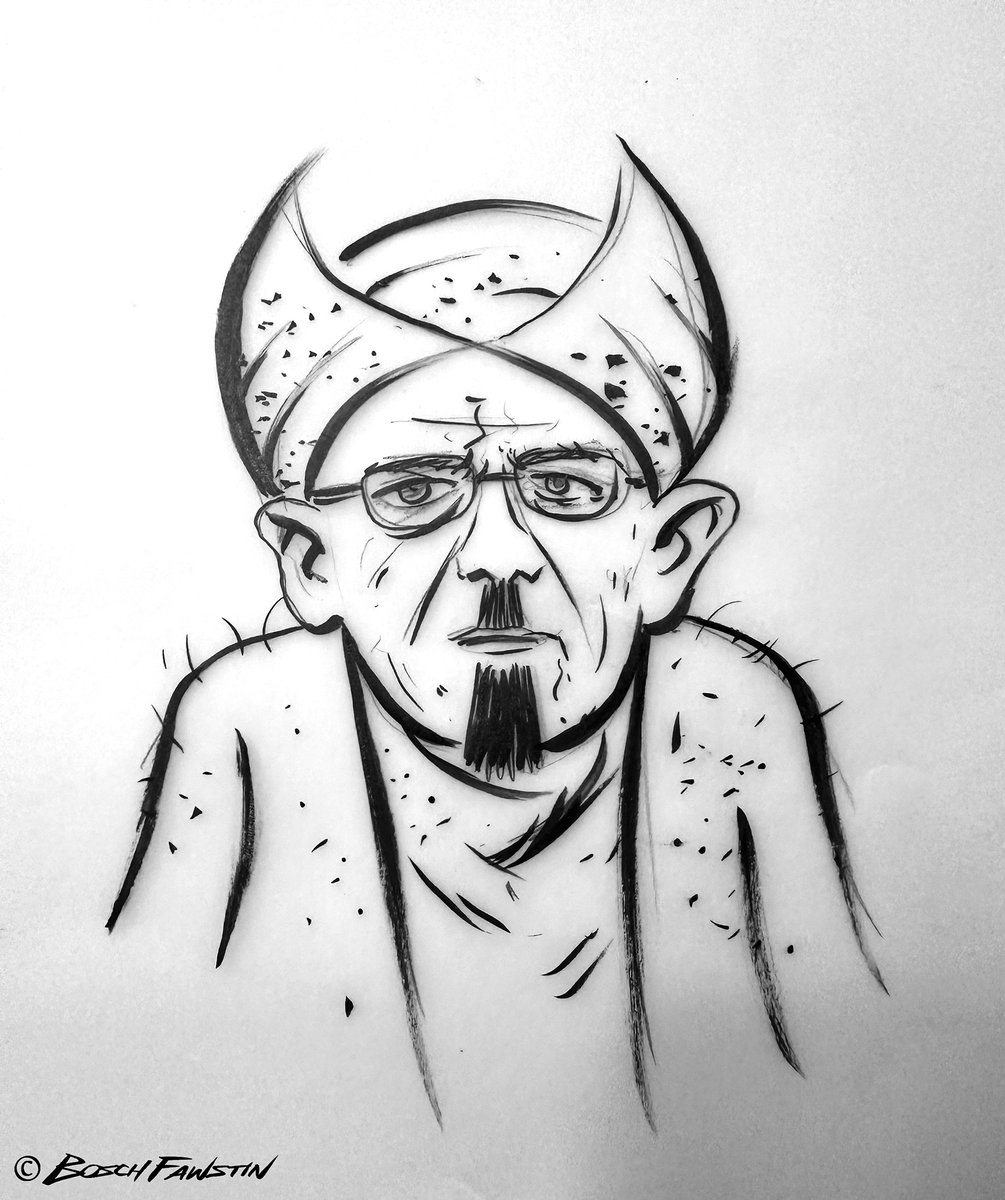 TheBoschFawstin's tweet photo. UK Police Commissioner Mark Rowley, @metpoliceuk, betrays his job to protect UK citizens, by protecting communists and jihadists, and threatens to extradite US citizens over online posts, saying "We'll come after you." 

Hey rat fuck, here's my cartoon of you as Mohammad Hitler. https://t.co/YWK7Hkudg0