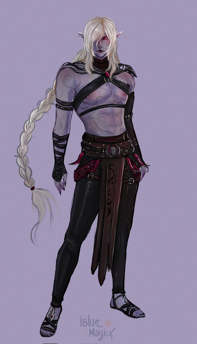 Character sheet of my drow durge ~ 

#dndart #oc #bg3 #BaldursGate3 #darkurge #durge #originalcharacter #charactersheet #artmoots #drow