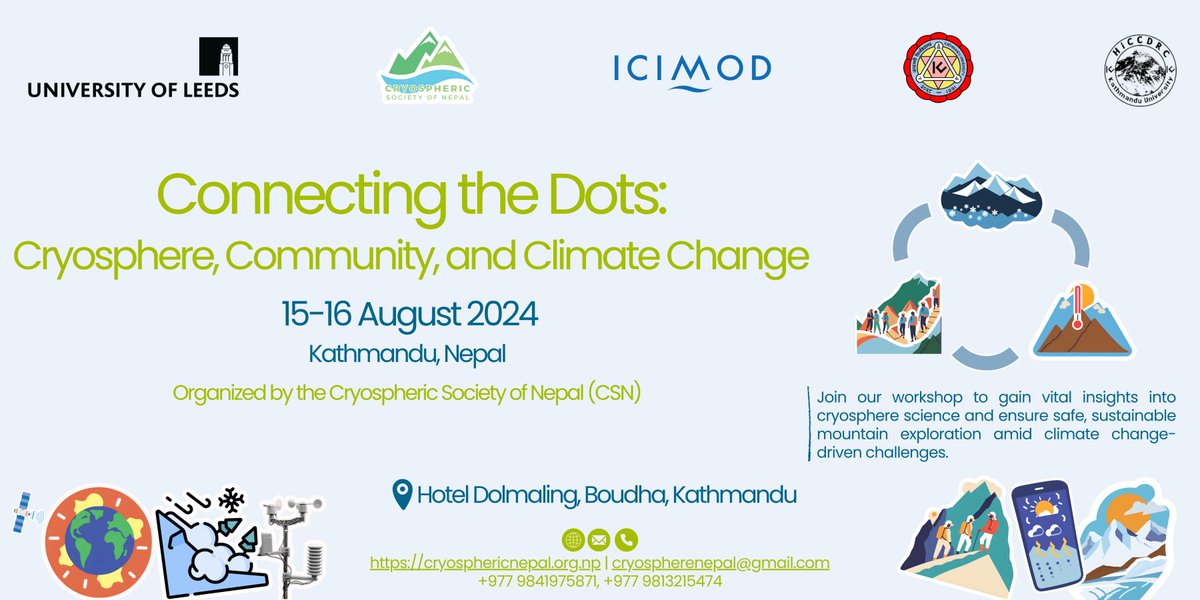 Climbers and trekking Guides, #Mountain Leaders, Outdoor Enthusiasts, Local communities, and Policymakers will join us to exchange #cryospheric #KNOWLEDGE.
#cryosphere #mountains #himalayas #climatechange #climateaction