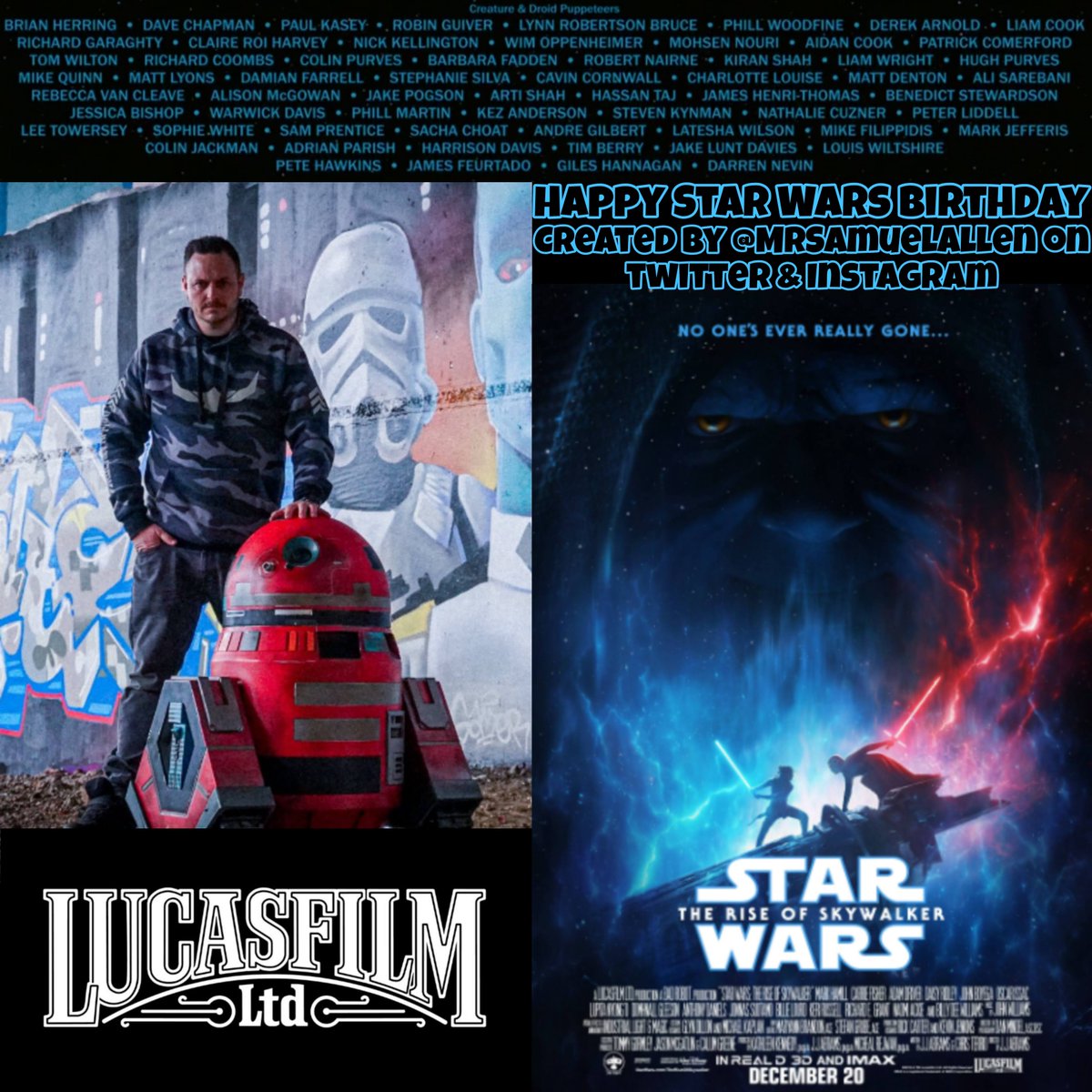 MrSamuelAllen's tweet photo. Happy Birthday to @SamPrentice, he worked as a creature & droid puppeteer in the film #StarWars #EpisodeIX #TheRiseOfSkywalker. Follow him also on Instagram
https://t.co/PGRckRAFjK May he have a good one. https://t.co/mkmhHhT9Ik