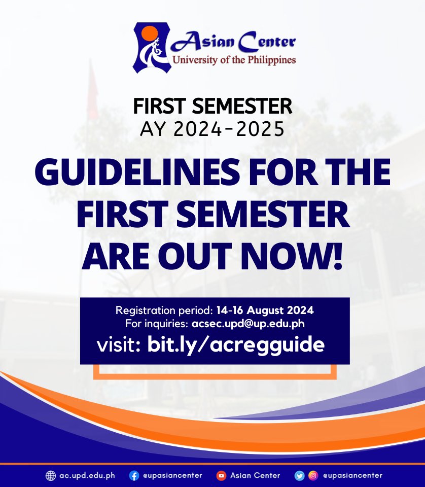 The guidelines for the 1st semester AY 24-25 registration are now live on our website. Check out the course offerings, schedule, and learning mode for this semester to kickstart your academic journey smoothly. 📷

📷 Visit bit.ly/acregguide and get all the details now!