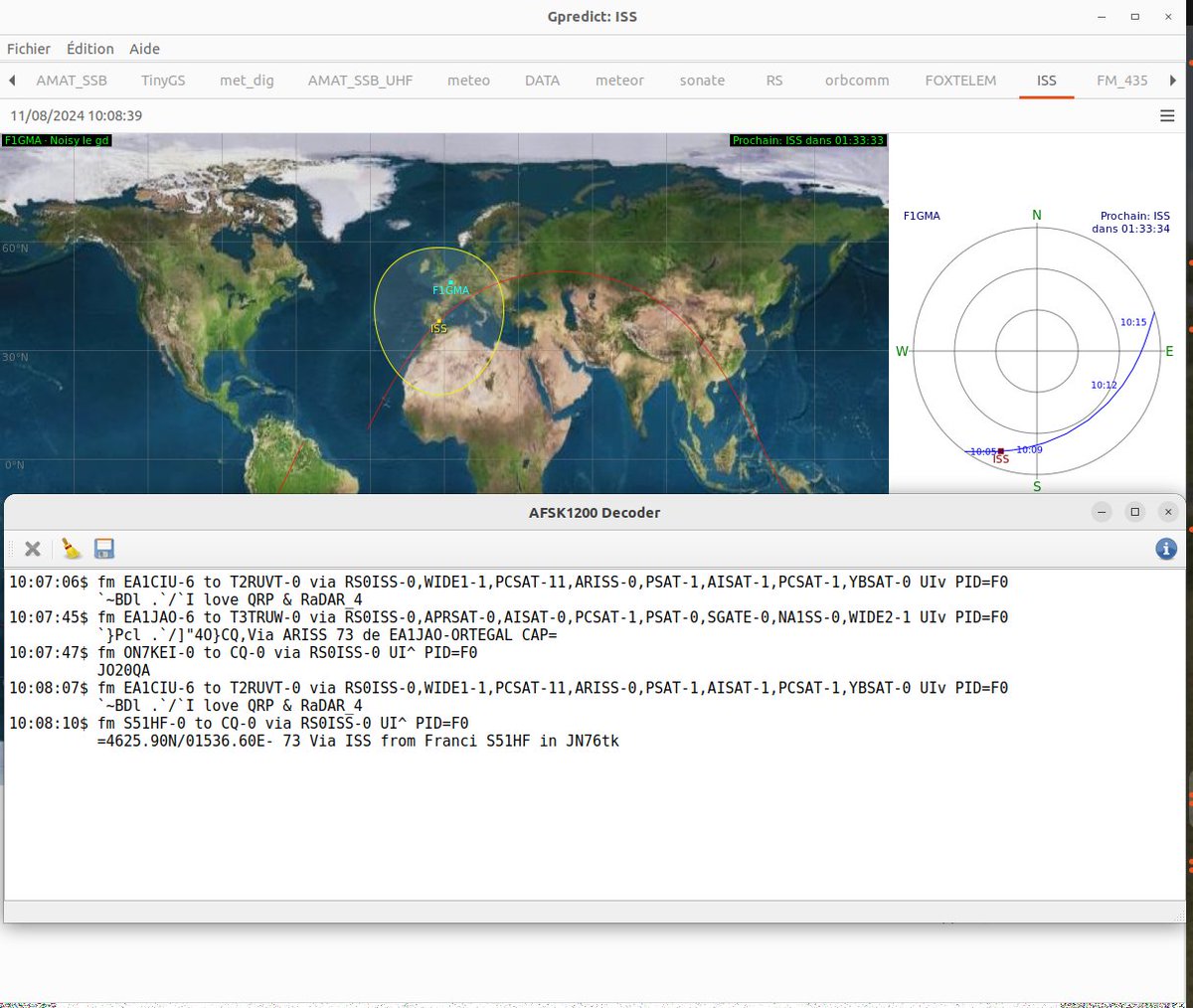 A l'écoute de #ISS sur ma voie packet 145.825MHz