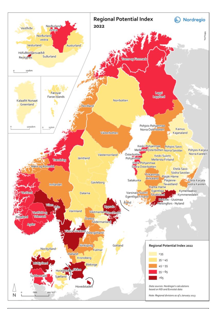 NordRegio julkaisi  kiinnostavan ’ALUEELLISEN POTENTIAALI-INDEKSIN’: alueet luokiteltu viiteen ryhmään indeksin perusteella.

Indeksi sisältää  8 demografiaan, työmarkkinoihin ja aluetalouteen liittyvää painotettua muuttujaa

Lisää sivulta 225 alkaen norden.diva-portal.org/smash/get/diva…