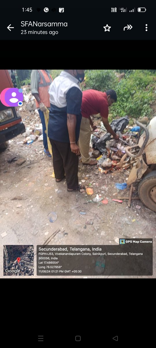 Ynagaraju18's tweet photo. @Maroofhussain86 @TelanganaCMO @revanth_anumula @gadwalvijayainc @CommissionrGHMC @ZC_Secunderabad @DC_Malkajgiri @GHMCOnline @GhmcMayoroffice Good Afternoon sir........
Our Staff Attand the Above Twitter Complent Resolved near CBN Colony in Neredmet Division.136 Malkajgiri circle 28 Regards Sanitary supervisor https://t.co/IN4lptcL64