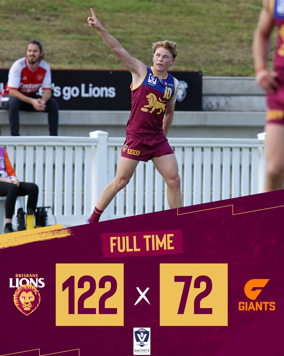 lions_vfl's tweet image. Seven goals in the last quarter as we runaway with the chocolates 🍫 

Also how good was this bloke…35 touches, 11 clearances and a goal 🤪