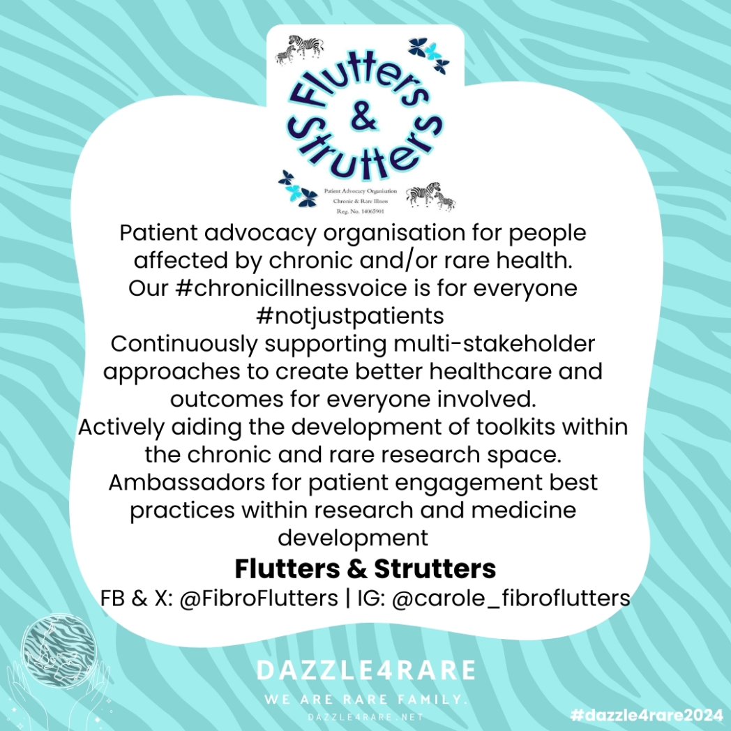 scrufton73's tweet photo. It's time to #StrutYourStripes & #Dazzle4Rare ๐ฆ ๐ฆ๐ฆ
#rarediseaseawareness #raredisease #ultrarare #chronicillness #undiagnosed #undetermined #underservedcommunities
#fluttersandstrutters #ZebraStrutters
#communitysupport #D4R https://t.co/8f4j8B3euF