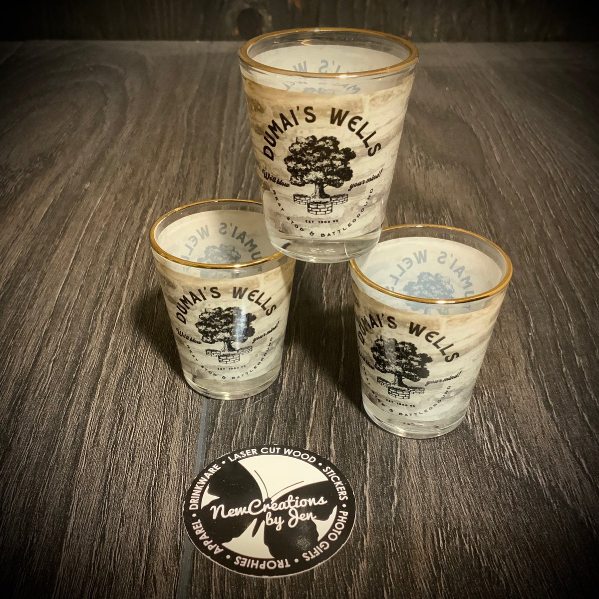 robchristianson's tweet photo. New shot glass designs! Bayle Domon &amp; Dumai’s Wells #wheeloftime // @TowerPodcast @WheelWeavesPod @WoTUp5 @UnravelingWoT https://t.co/c0VDHcBDVE