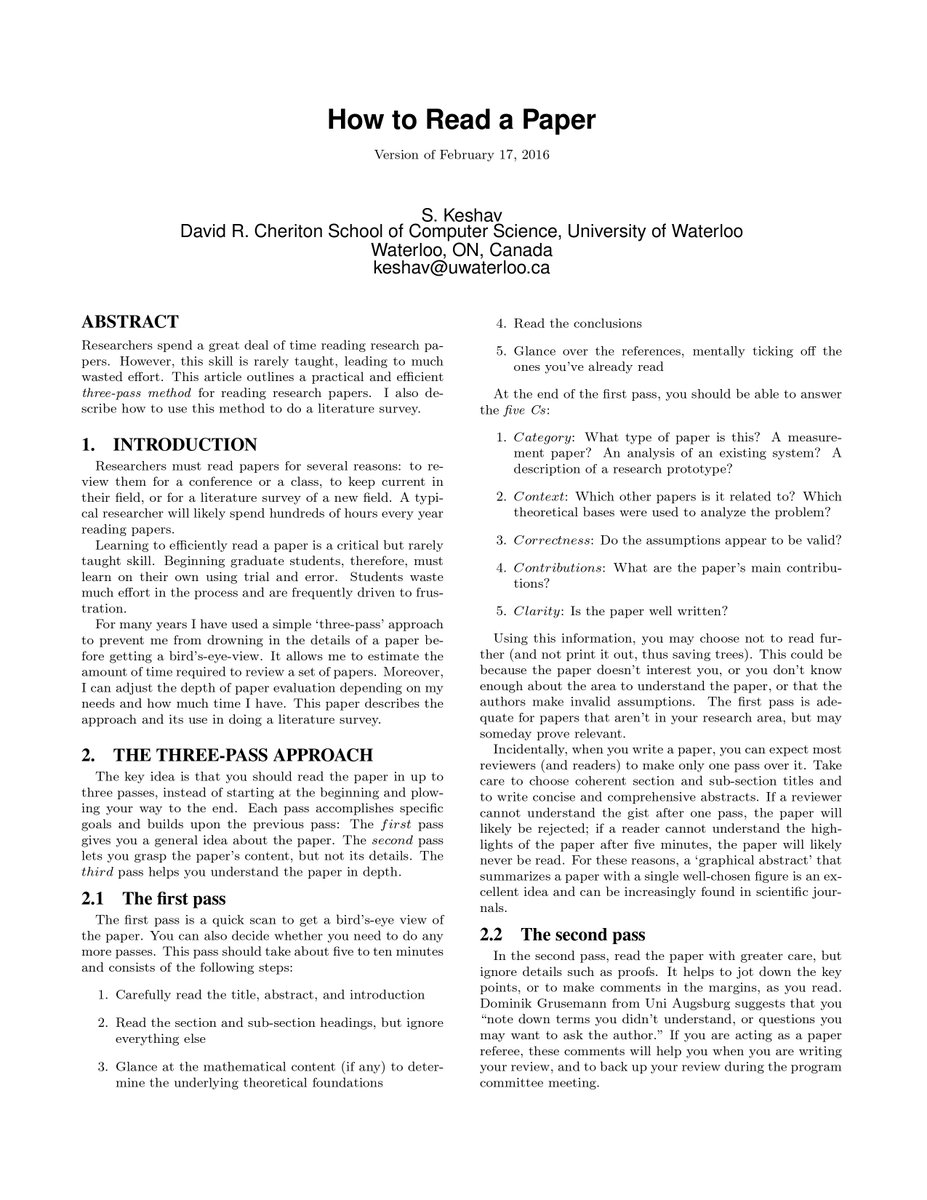 How to read a scientific paper:  (1/2)