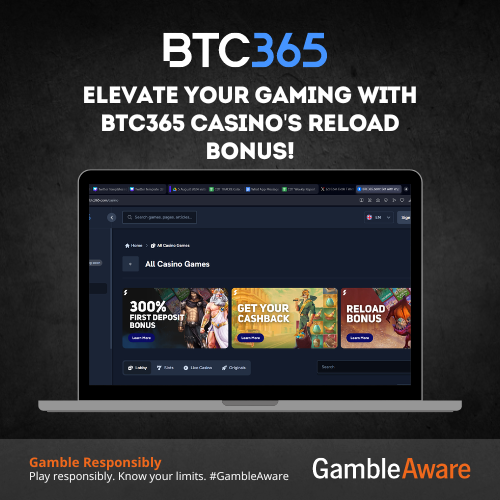coindesktimes's tweet photo. Reload Bonus  

🔄 Elevate Your Gaming with BTC365 Casino's Reload Bonus! 🔄  

Enjoy our exclusive weekly reload bonus and make the most of your deposits!  👉 https://t.co/BUFlcquEZ0  

#reloadbonus #BTC365 #casino #gaming https://t.co/sYZJKs1XYn