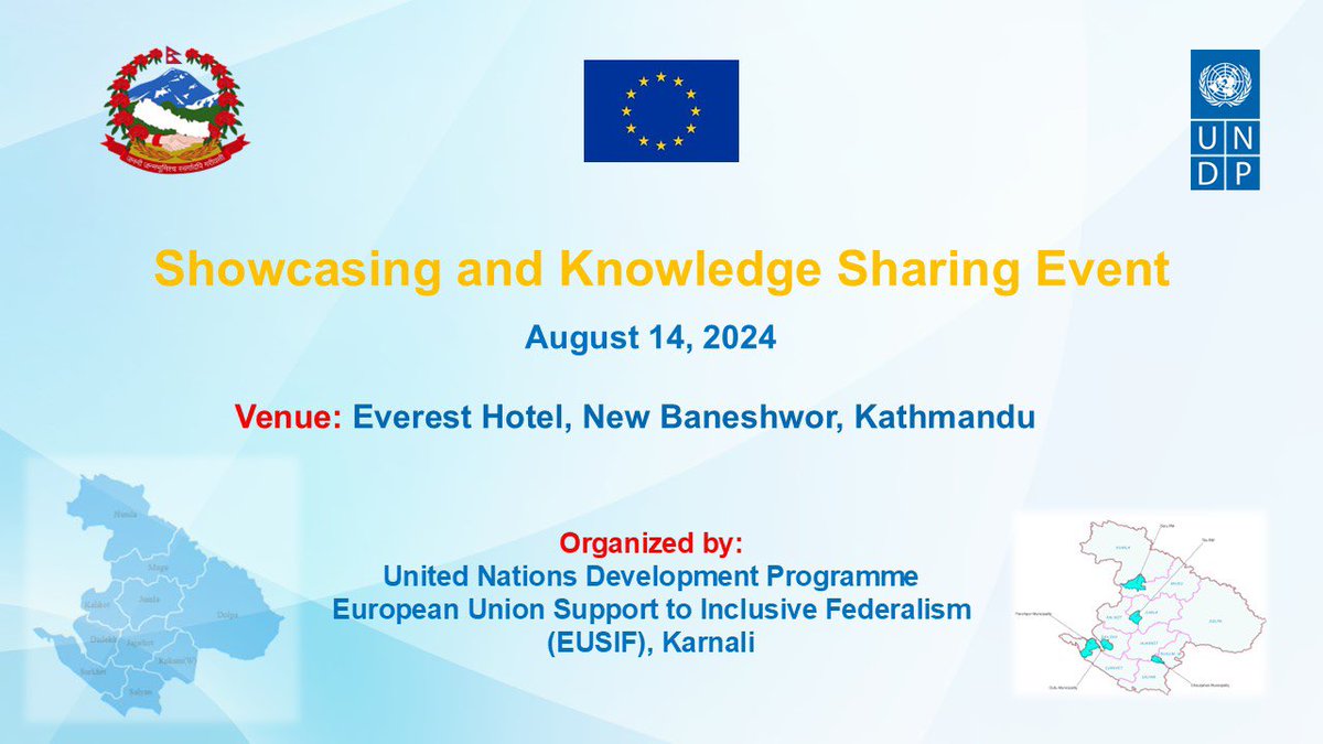 bik_dash's tweet photo. Watch this space for more information on the upcoming federal level showcasing and knowledge sharing event to be organised in Kathmandu on 14th August by European Union Support to Inclusive Federalism (EUSIF)/ UNDP Nepal. https://t.co/e4bDkq2wIY