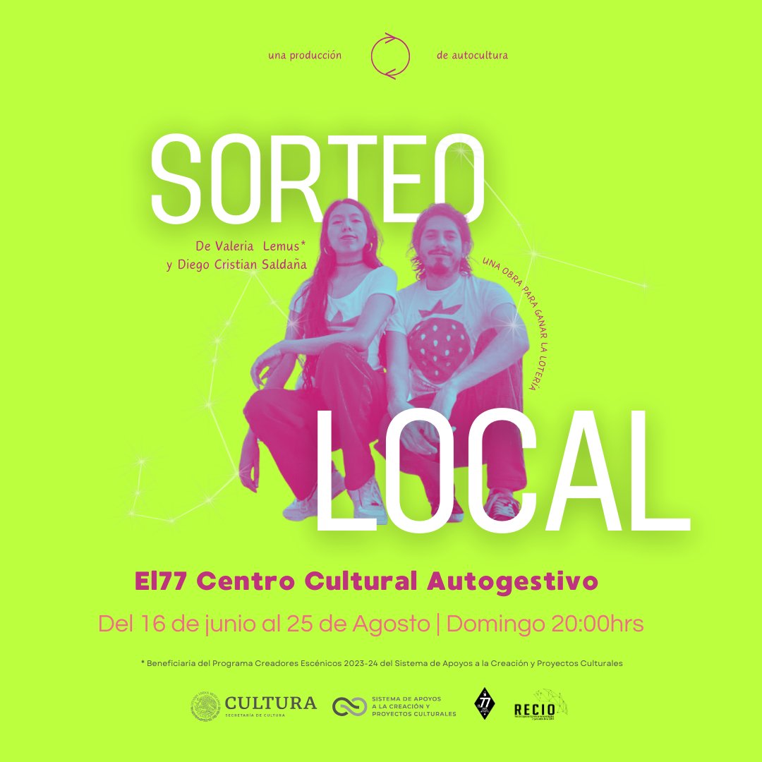 CulturaTeatral_'s tweet image. Quedan 3 funciones de #SorteoLocal  11, 18 y 25 de agosto en @el77cultural 
🎟sorteolocal2024.boletopolis.com