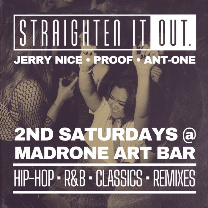 8/10⁣
DJs:⁣⁣⁣⁣⁣⁣⁣
PROOF (<a href="/livinproof/">marky</a>)⁣⁣⁣⁣⁣
JERRY NICE (<a href="/djjerrynice/">Jerry Nice</a>)⁣⁣ &amp;⁣⁣⁣
ANT-ONE⁣⁣⁣⁣⁣⁣⁣
⁣⁣⁣⁣⁣⁣⁣
STRAIGHTEN IT OUT⁣⁣⁣⁣⁣⁣⁣
9:30pm <a href="/madroneartbar/">Madrone Art Bar</a>
500 divisadero st, san francisco, ca ⁣⁣⁣⁣⁣
$10