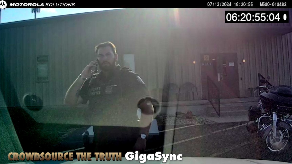JG_CSTT's tweet photo. Agent Sketchy first appears in the parking lot of American Glass Research from this view at 6:20pm, approximately nine minutes after shots were fired at @realDonaldTrump. Do you see him before this on any other videos? #GigaSync