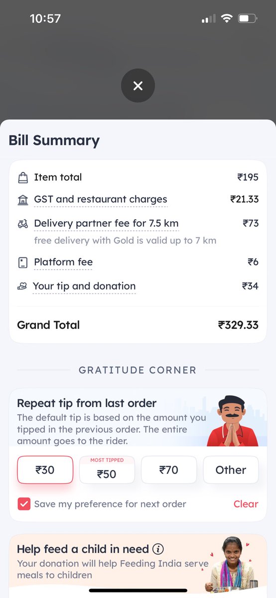 StuSrivastava's tweet photo. Different delivery partner fees on different phones for the same food on the same address @zomato https://t.co/0Pu2jjoUoD