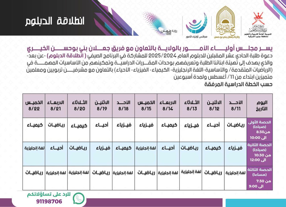 بدأ صباح اليوم البرنامج الصيفي انطلاقة الدبلوم في مادة الرياضيات المتقدمة وسط تفاعل مميز من الطلبة، على يستكمل البرنامج لهذا اليوم بتنفيد  حصة في مادة الفيزياء وأخرى في مادة اللغة الإنجليزية
#تعليم_مستدام